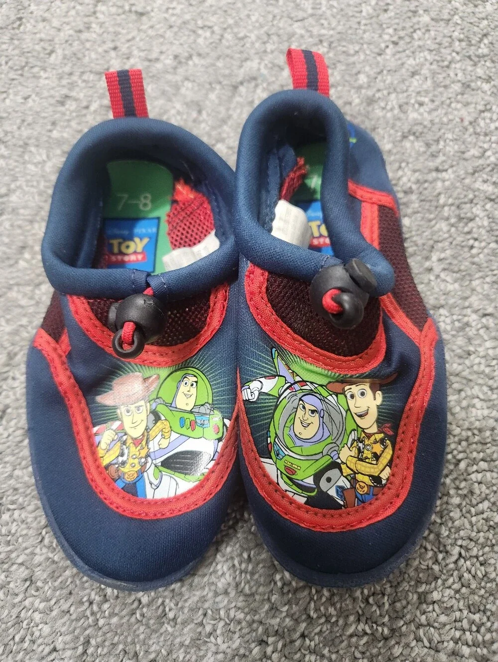 Kids Navy and Red Toy Story Water Shoes Size 7-8